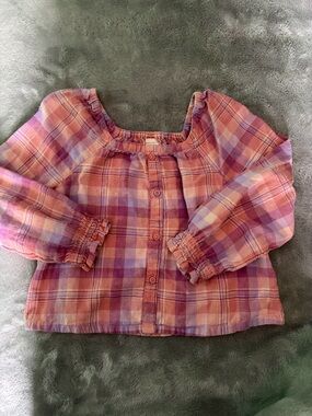 OshKosh B'gosh Pink and Lavender Plaid Button-Front Top